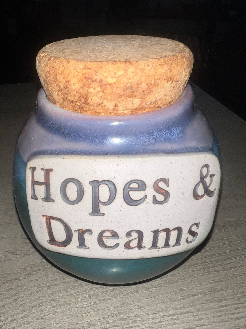 Hopes & Dreams Ceramic Jar with Cork Lid - Blue